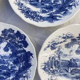 5 hollow plates / earthenware soup Gien Enoch Wedgwood style blue iron earth - vintage model