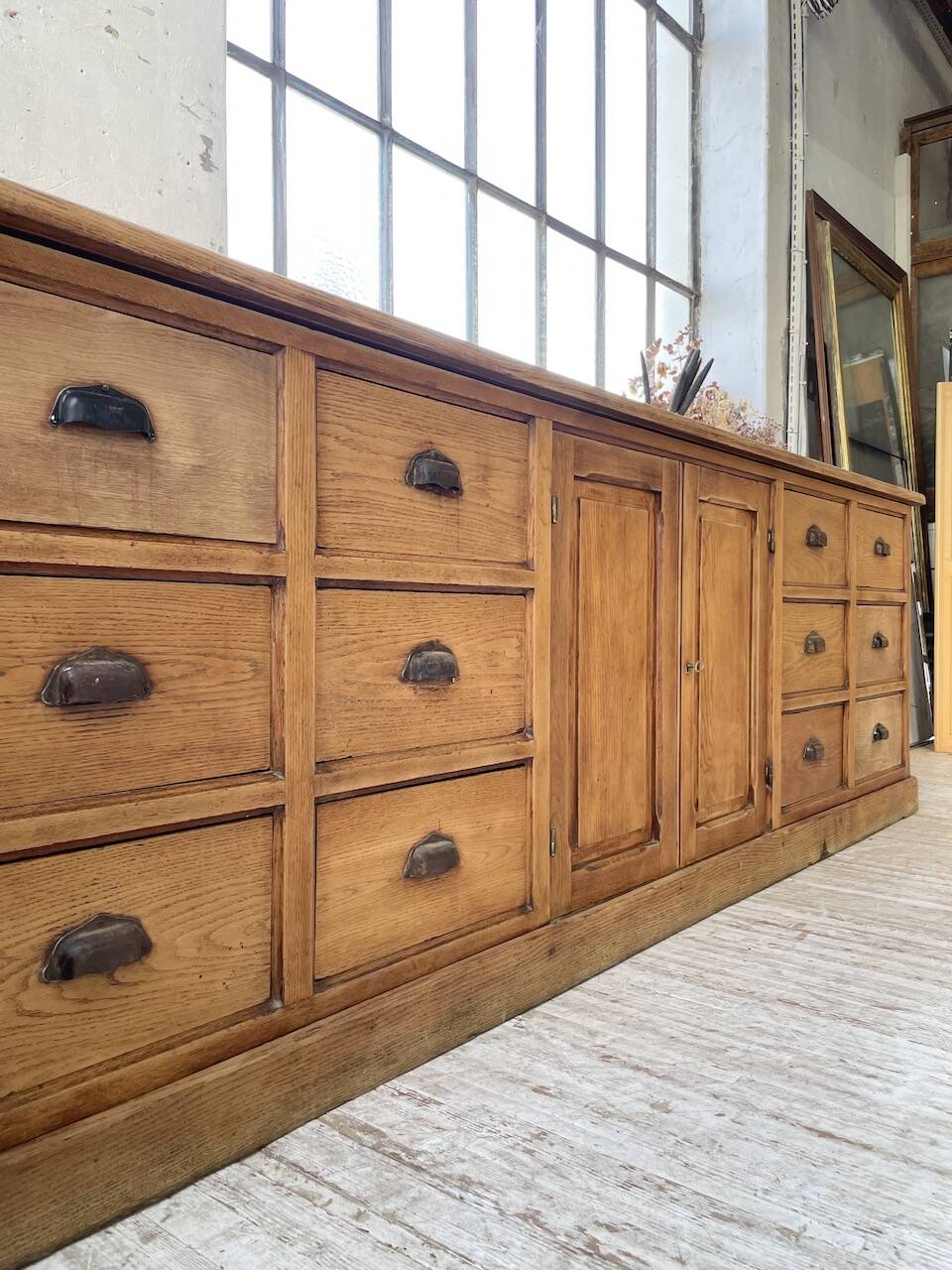 XXL solid oak counter sideboard