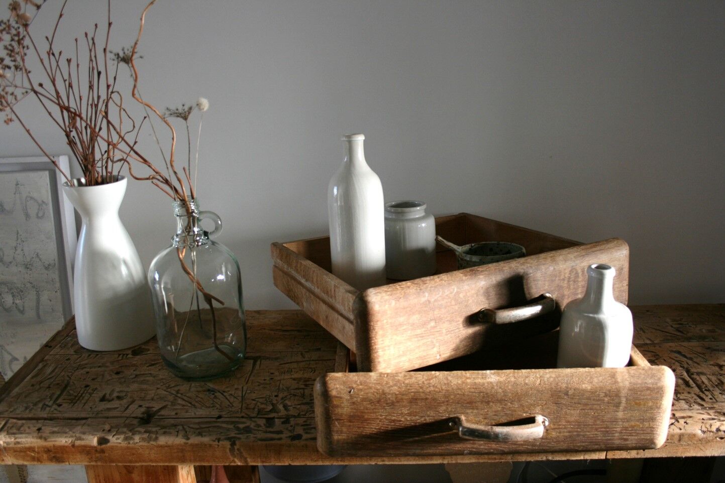Antique wooden drawers