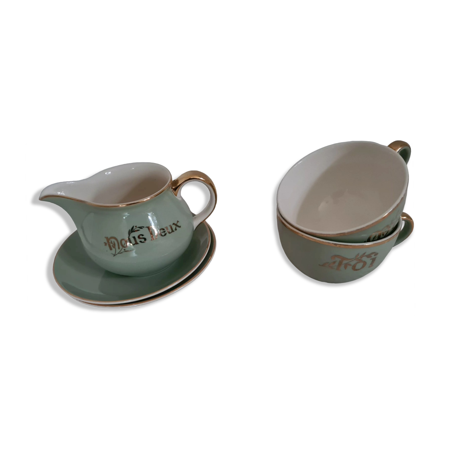 Old breakfast service We Two pistachio color / green / Villeroy & Boch / vintage