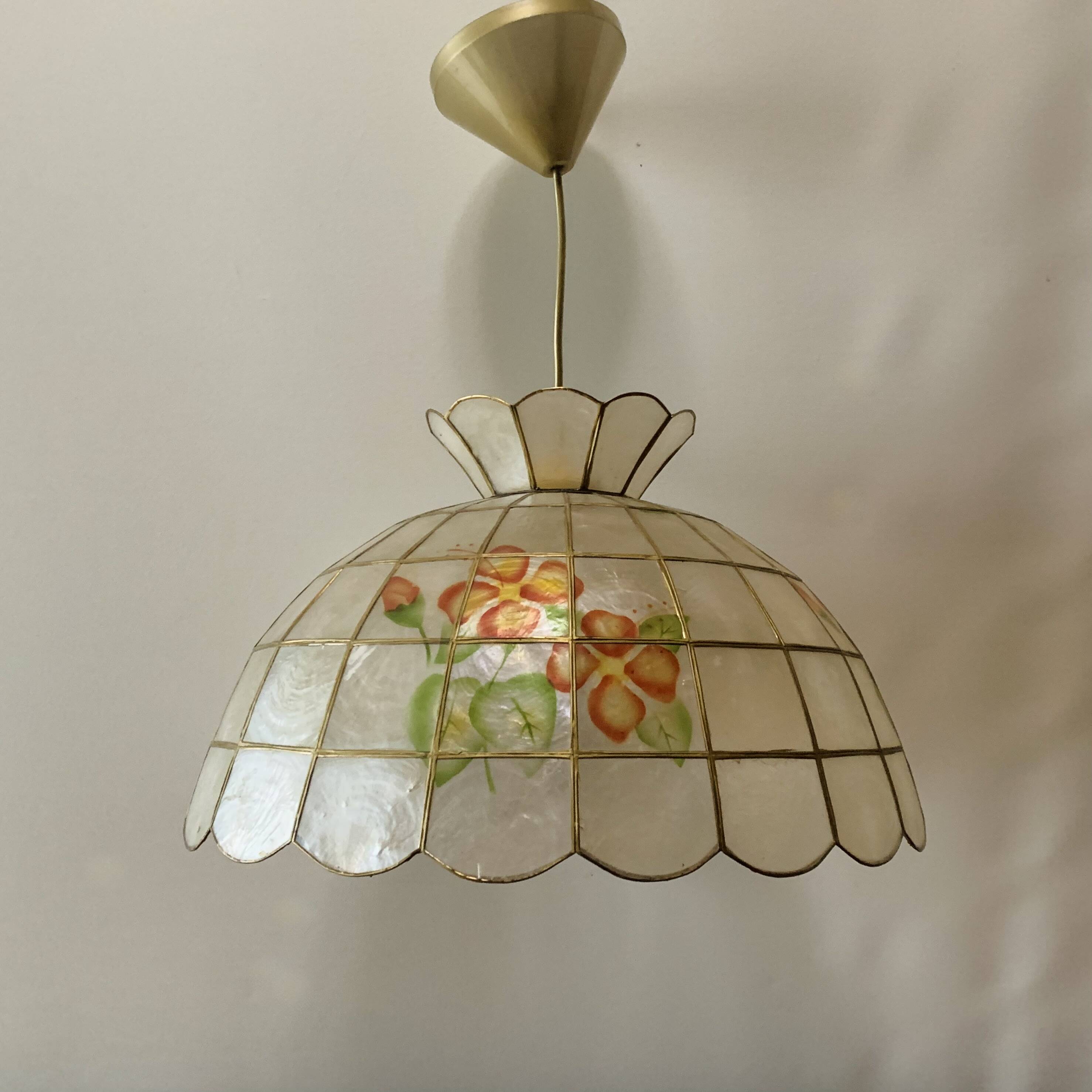 Vintage mother-of-pearl and brass pendant/chandelier