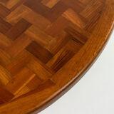 Round parquet coffee table with conical legs, spain