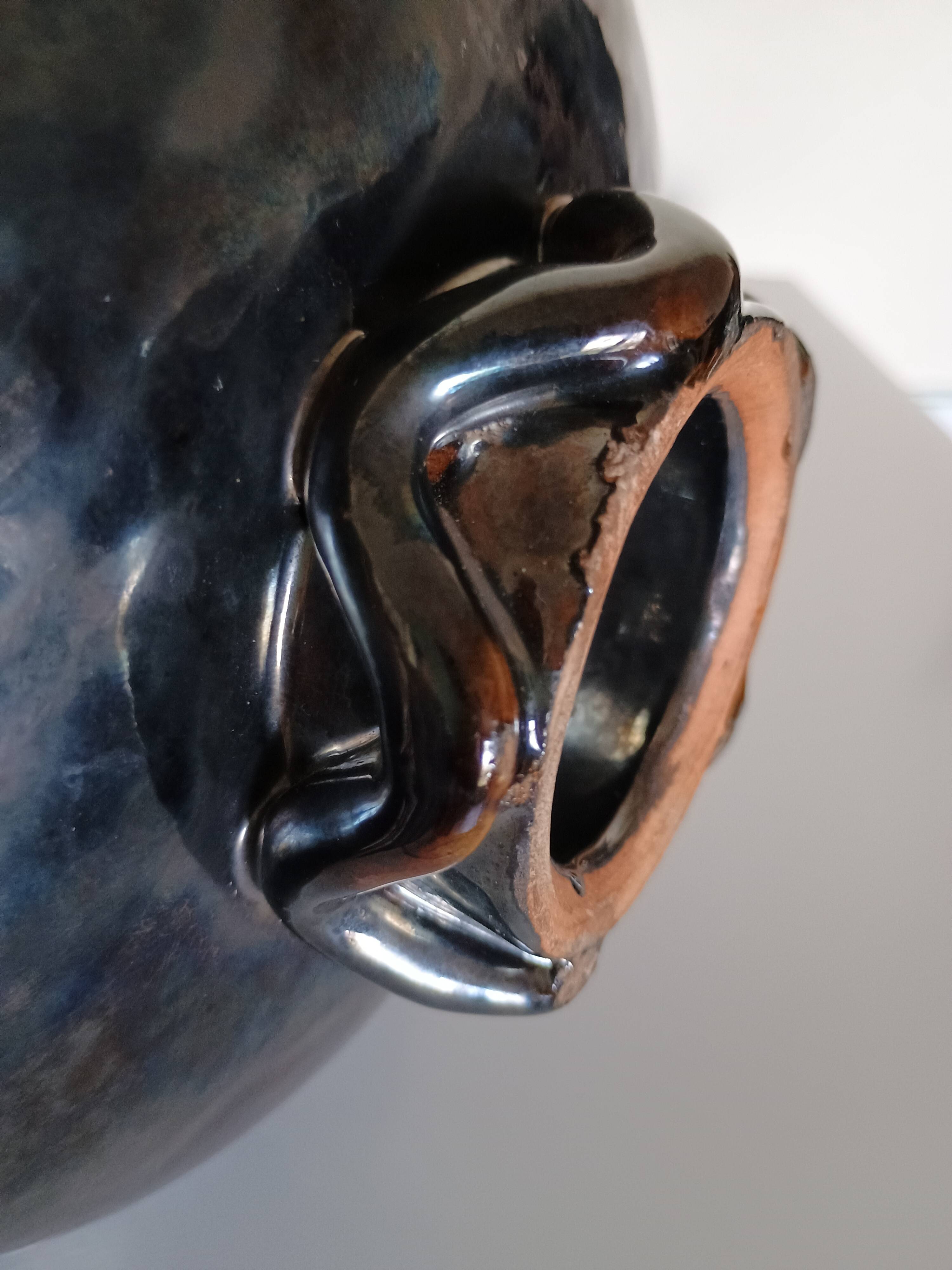 Jean Bacus (1885-1952) - Petite coupe grès glaçure noire JB Vallauris