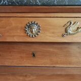 Empire style chest of drawers in blond walnut