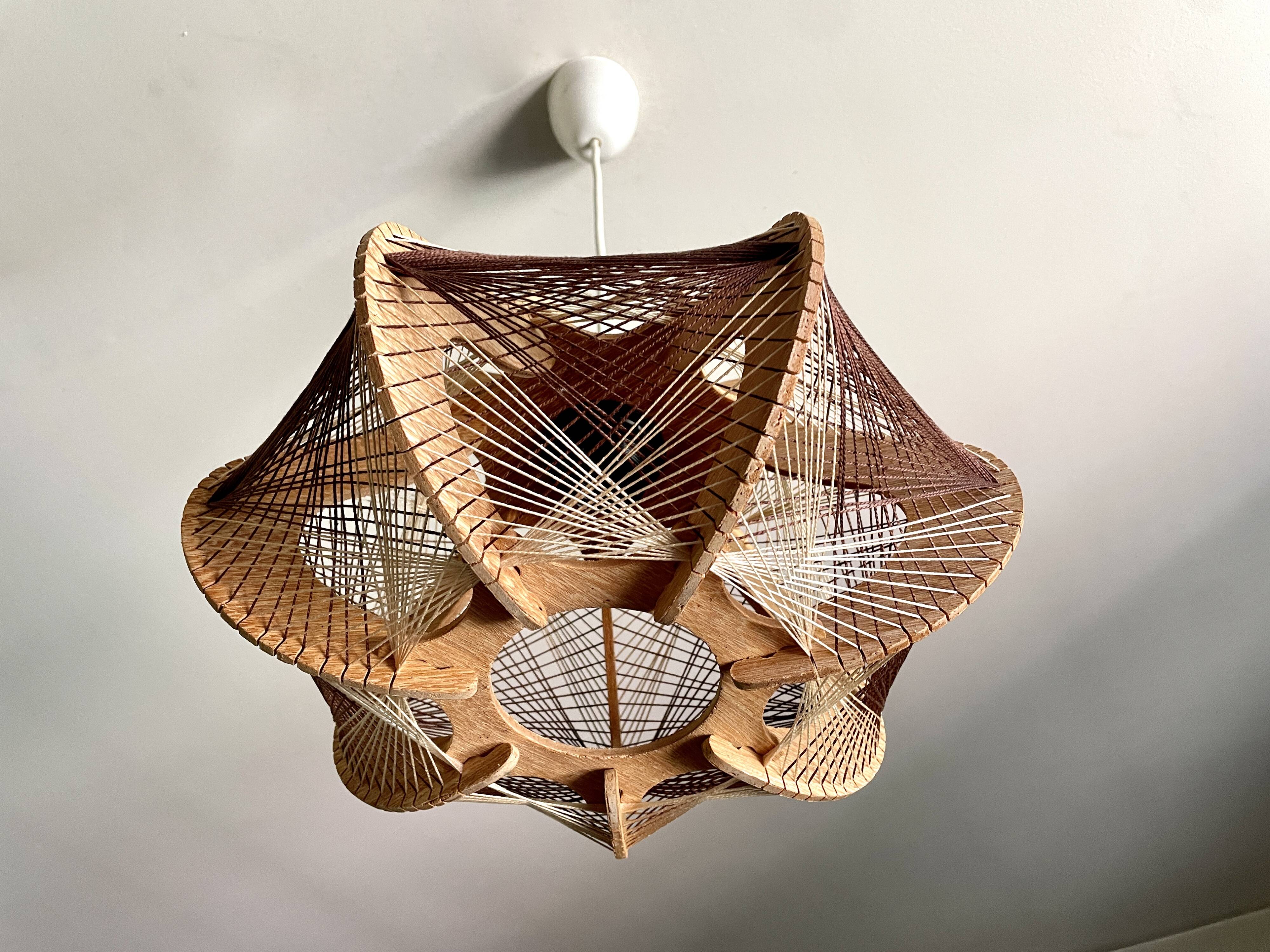 Scandinavian wooden suspension with stretched wires 1970