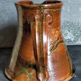 Pottery pitcher of La Borne in glazed stoneware art populaire
