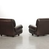 Comfortable Durlet Lounge Chairs in Chocolate Brown Leather, Set of Two 70s