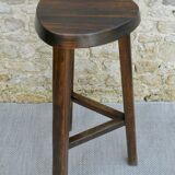 High tripod stool, bar, solid wood, brutalist