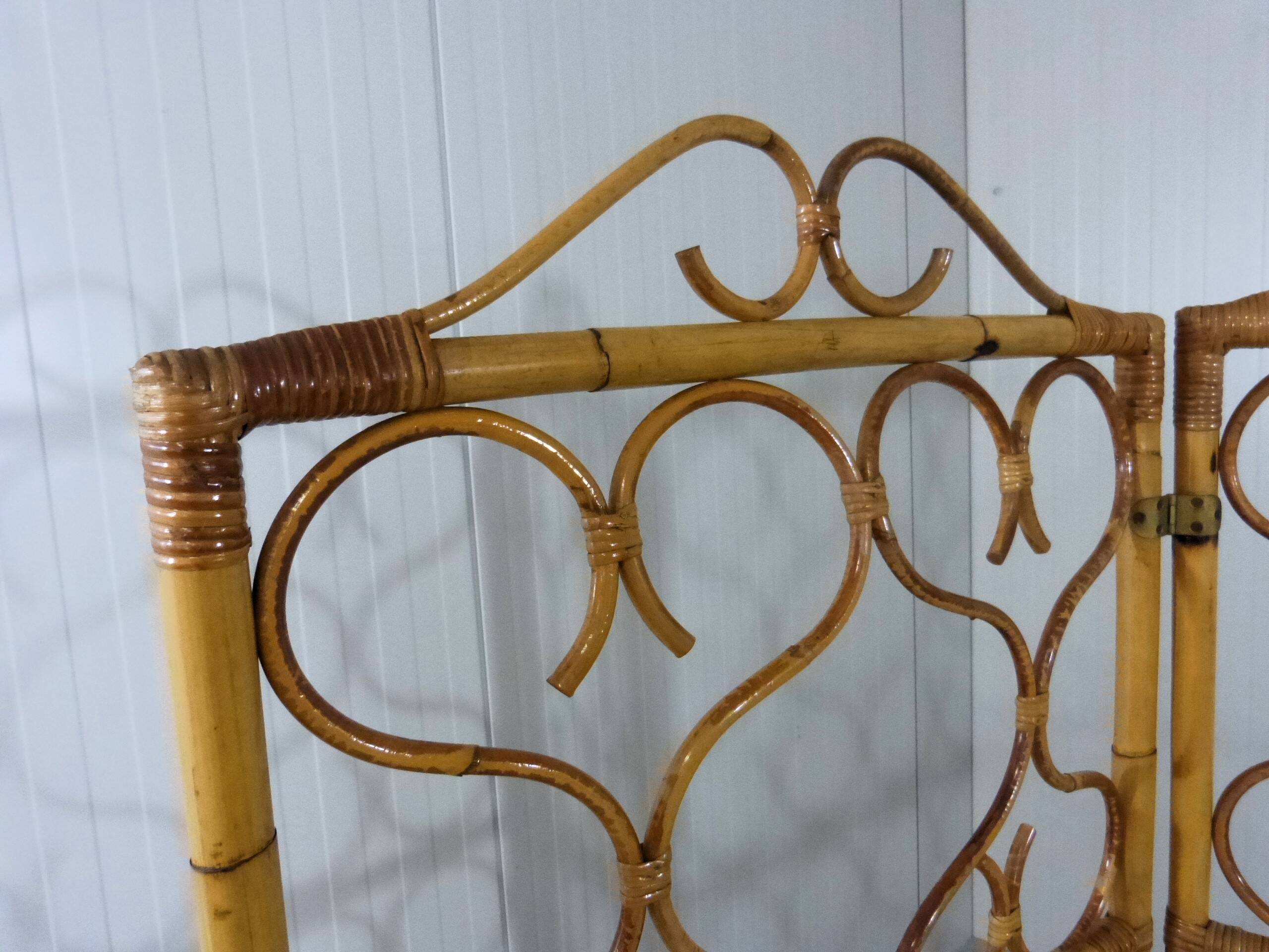 Rattan roomdivider folding screen Italy 1960’s