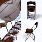 6 chaises pliantes en Plexiglas fumé et métal chrome Chaisor 1970