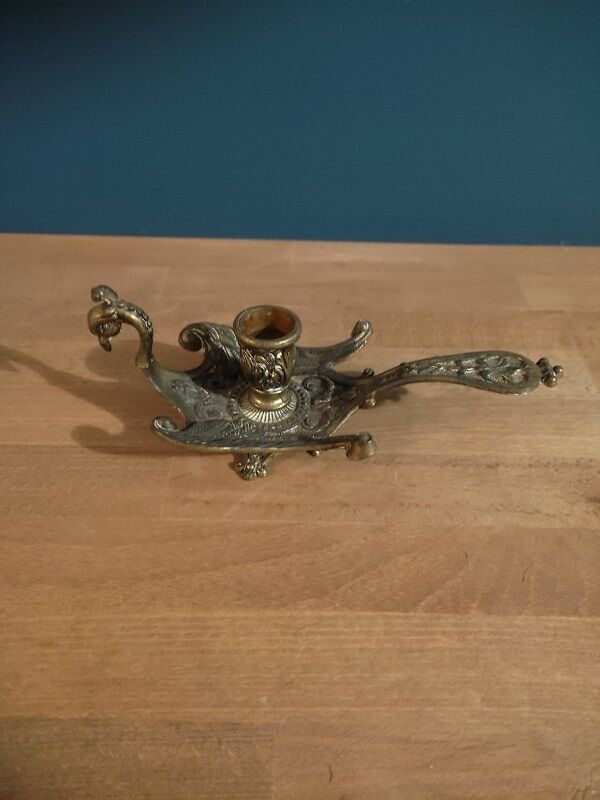 Candle holder bird Peacock wings brass bronze gilded Dpc 0123110