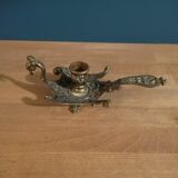 Candle holder bird Peacock wings brass bronze gilded Dpc 0123110