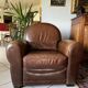 Vintage club armchair in Havana leather from the late 20th century