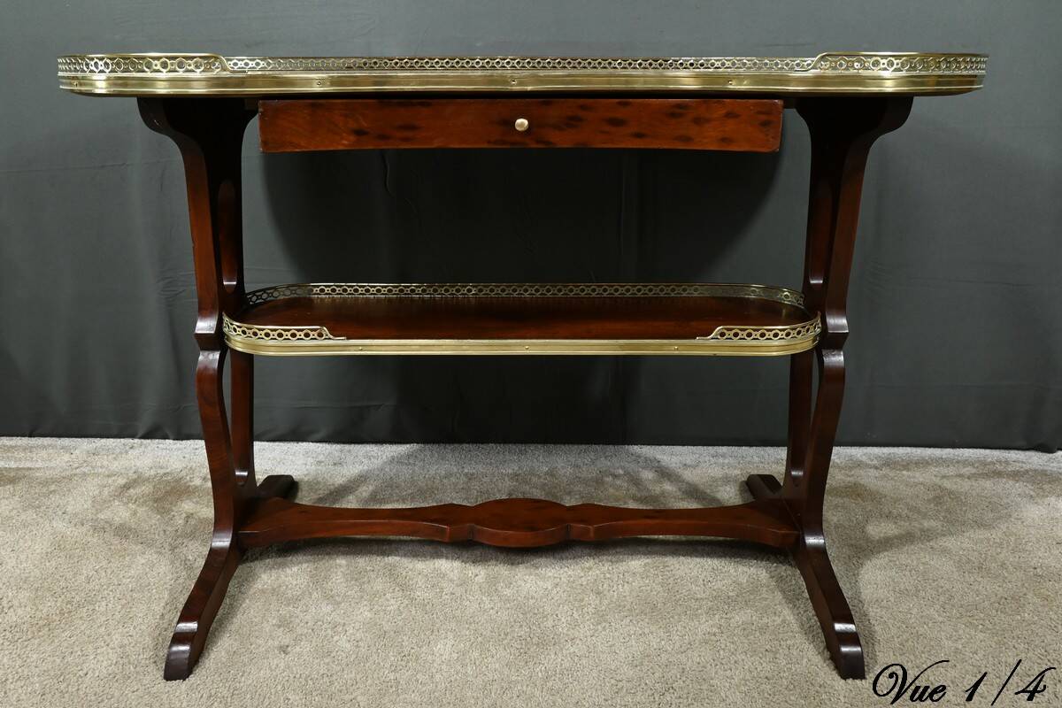 Kidney Table in Speckled Mahogany, stamped “L'escalier de Cristal” – Late 19th Century