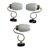 Lot 3 vintage opaline wall lights