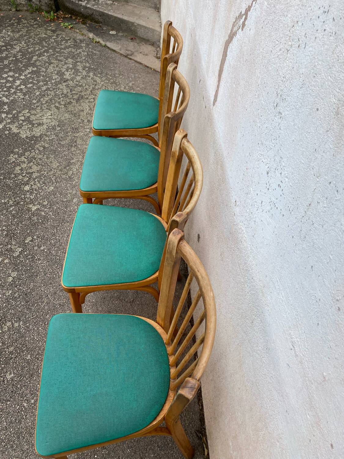 Set of 4 green Baumann 153 chairs