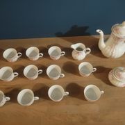 Coffee set Wunsiedel Porcelain Bavaria sugar pot cups pink Dp 1222109
