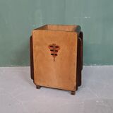 Dutch art deco wooden trash can 1930