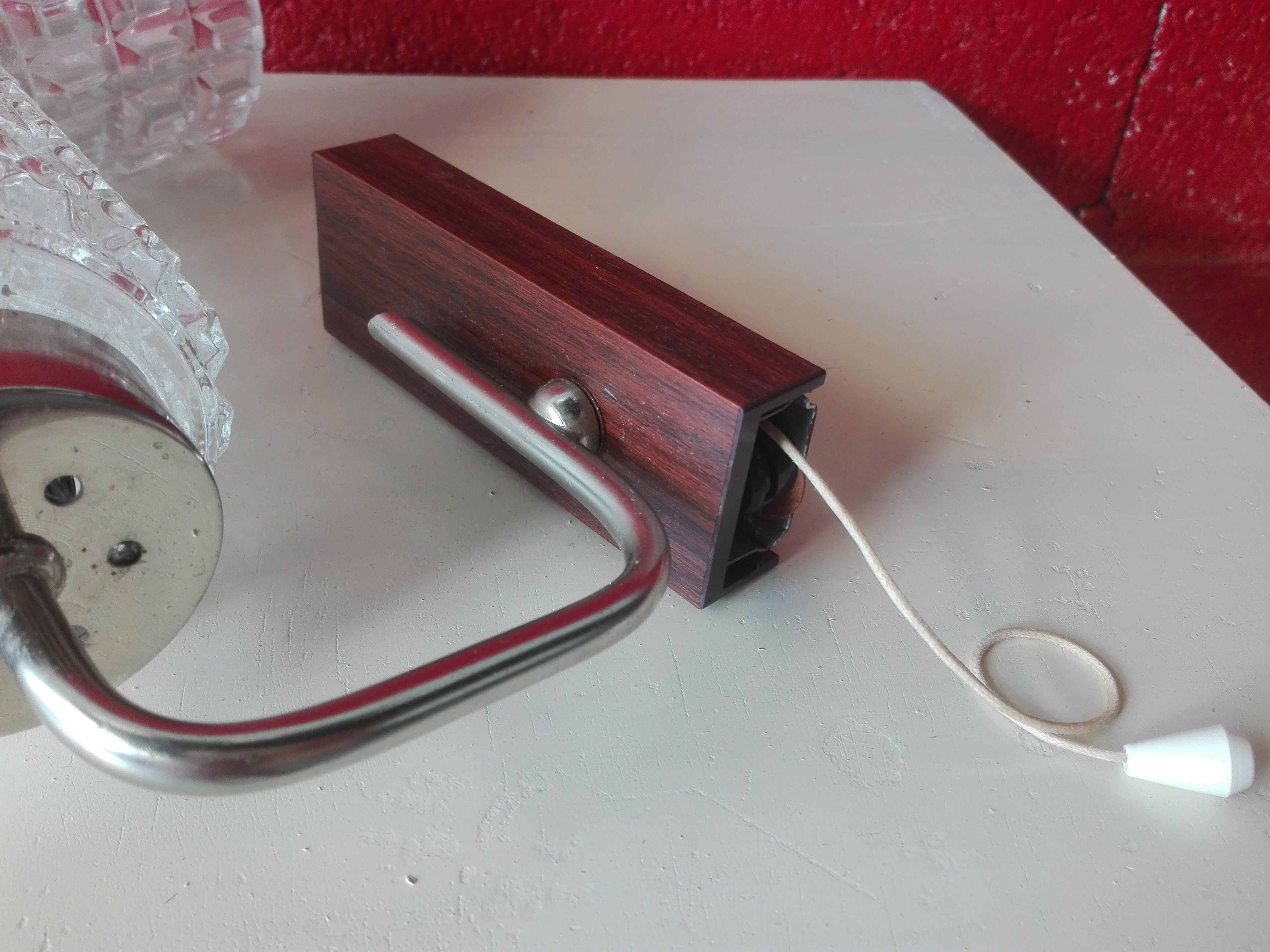Pair of vintage chrome and glass wall lamps