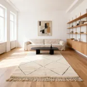 Beni Ourain White Rug – Handwoven Berber Diamond