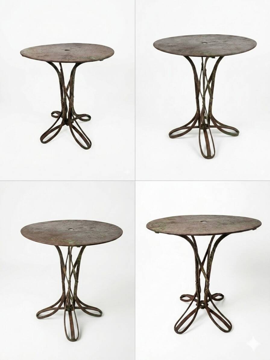 Table de jardin Eiffel en fer forgé riveté du XIXe