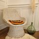 Fauteuil rotin vintage blanc