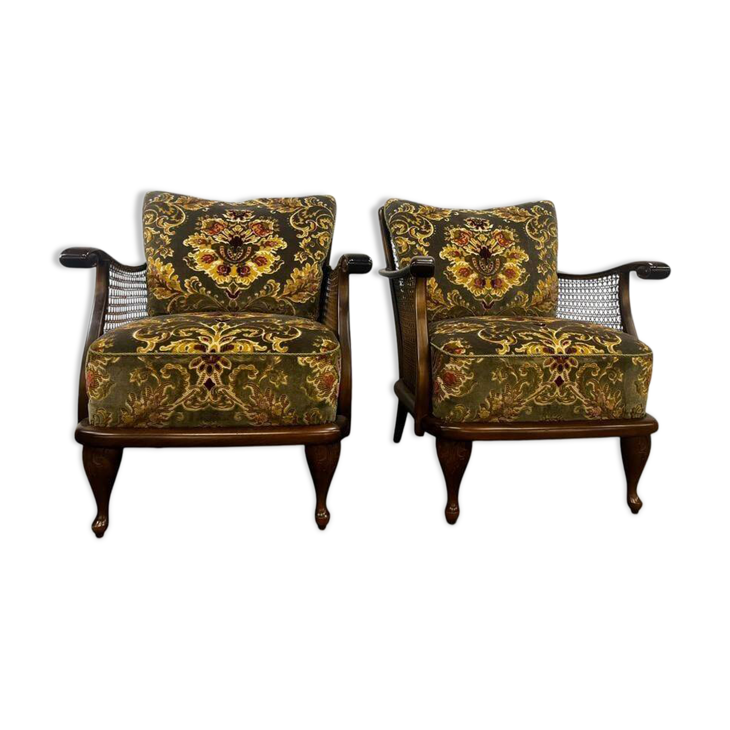 Set of 2 vintage wooden club armchairs