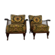 Set of 2 vintage wooden club armchairs