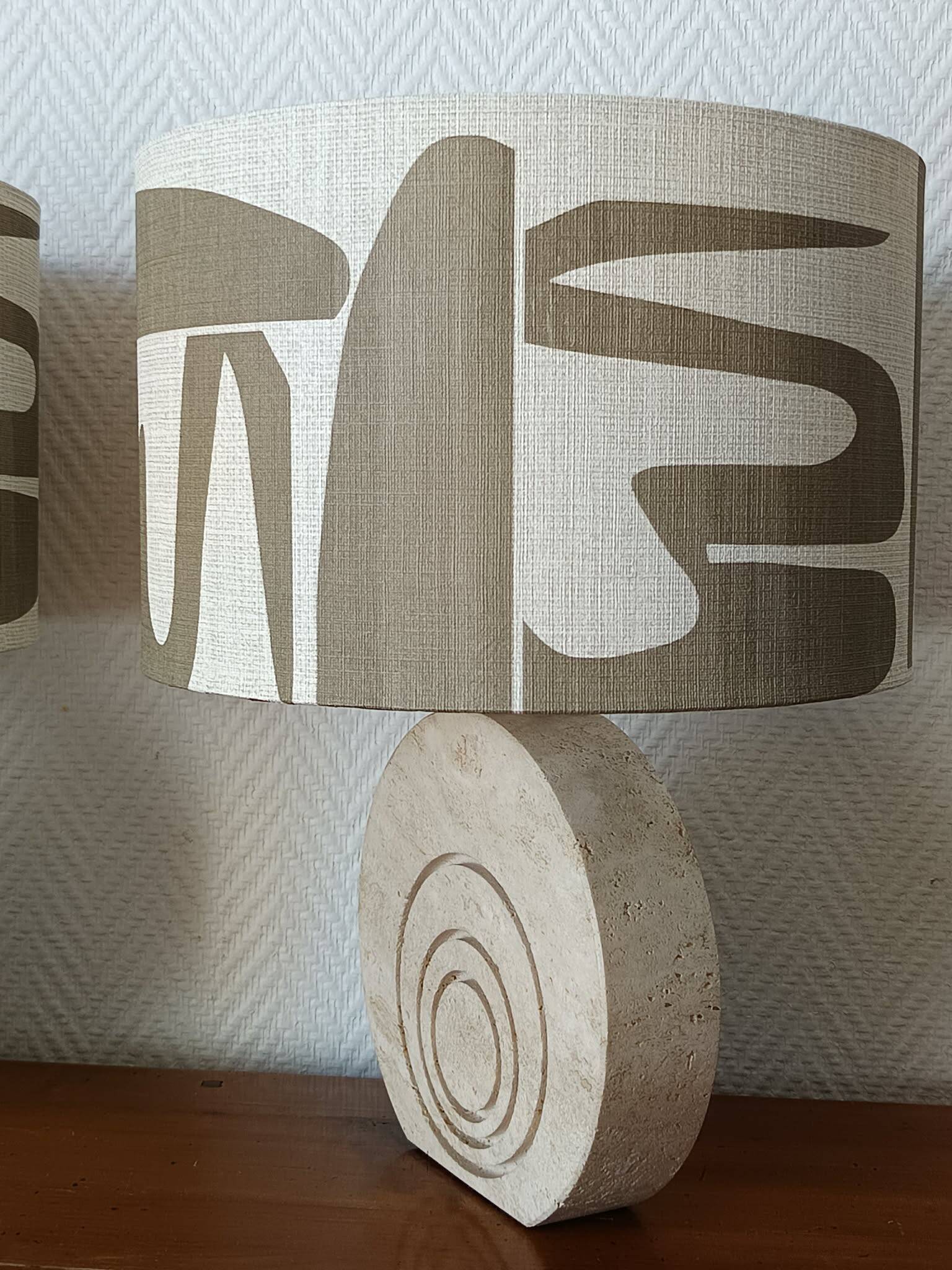 Pair of travertine lamps by Fratelli Mannelli
