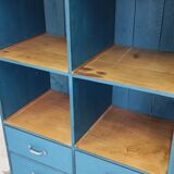 Meuble d'atelier quatre tiroirs patine bleue d'origine