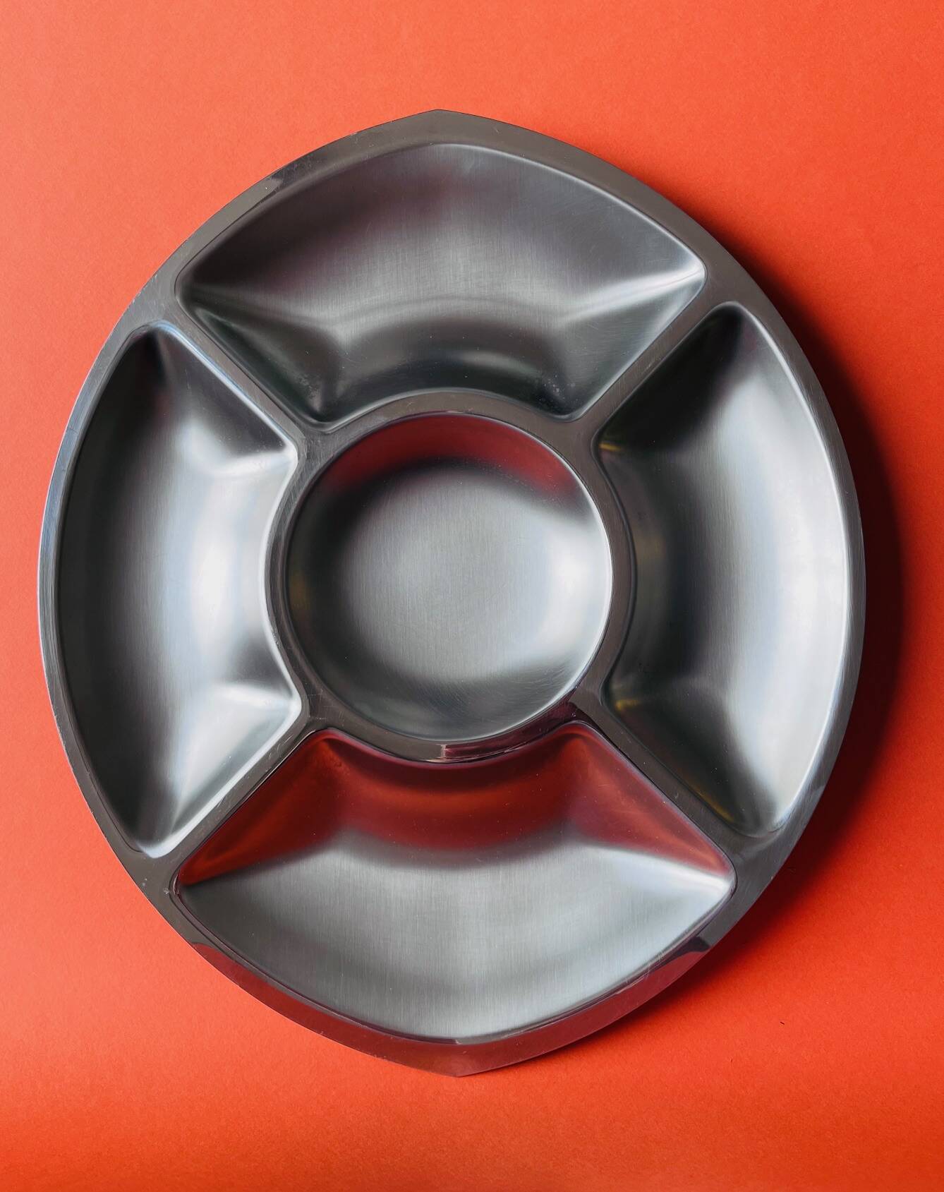 Large serving platter in stainless steel - Italy