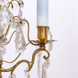 Girandole - Bronze Doré - Pampilles Cristal De Baccarat - époque : XXème Siècle