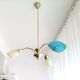 Vintage 1940s gold metal and glass 3 arm Sputnik chandelier