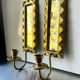 Pair of art deco vintage brass wall candle holders sconces
