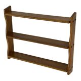 Vintage solid wooden wall rack with 3 shelves 70s oak rack