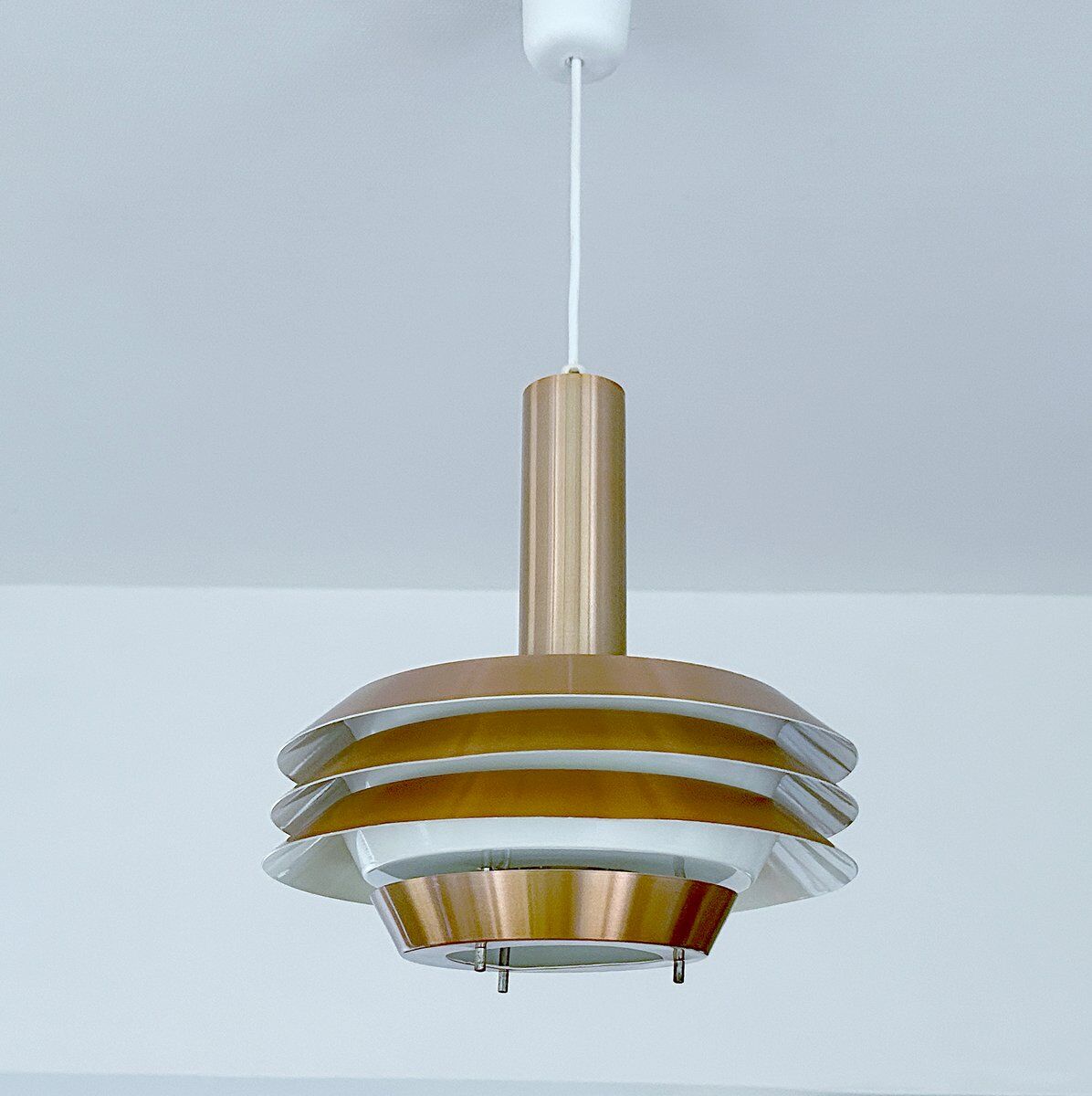Mid-century modern Danish copper pendant light, 1970s