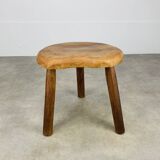 Brutalist tripod stool in solid wood