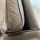 Mid-century Stouby leather lounge chair and stool in brown leather