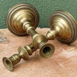 Pair of guilloché bronze candlesticks