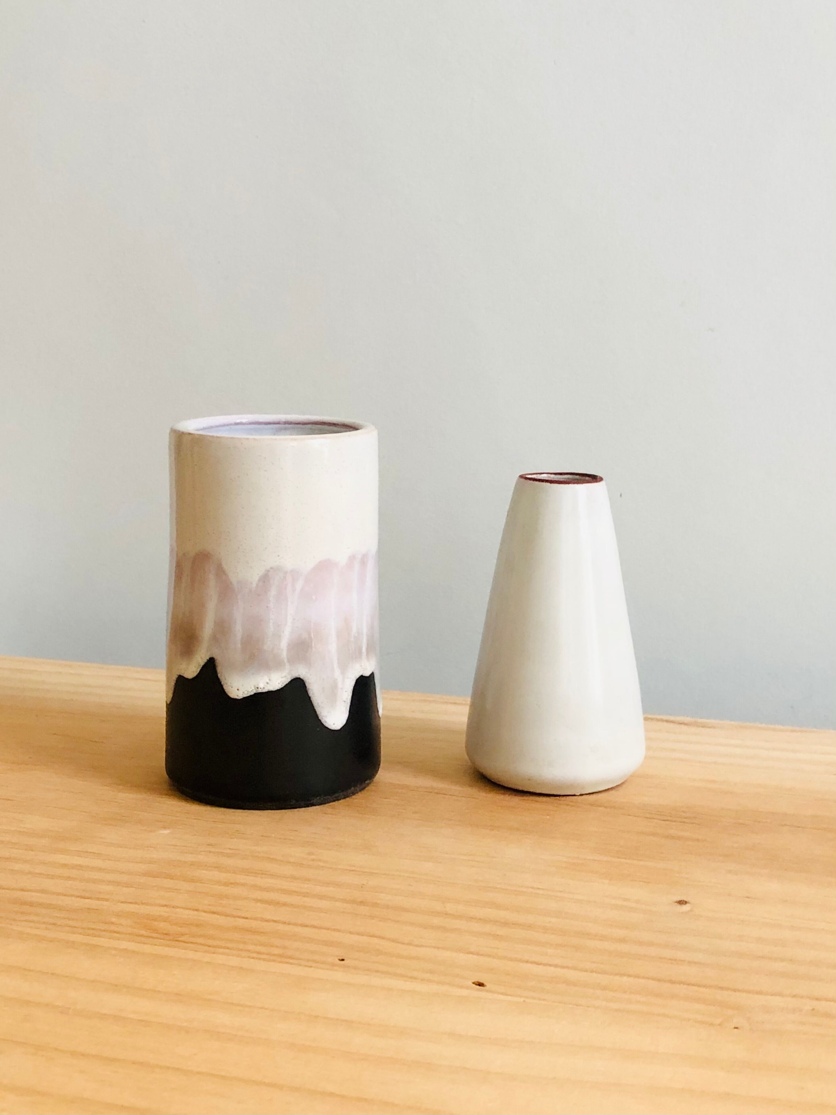 Duo of small ceramic vases