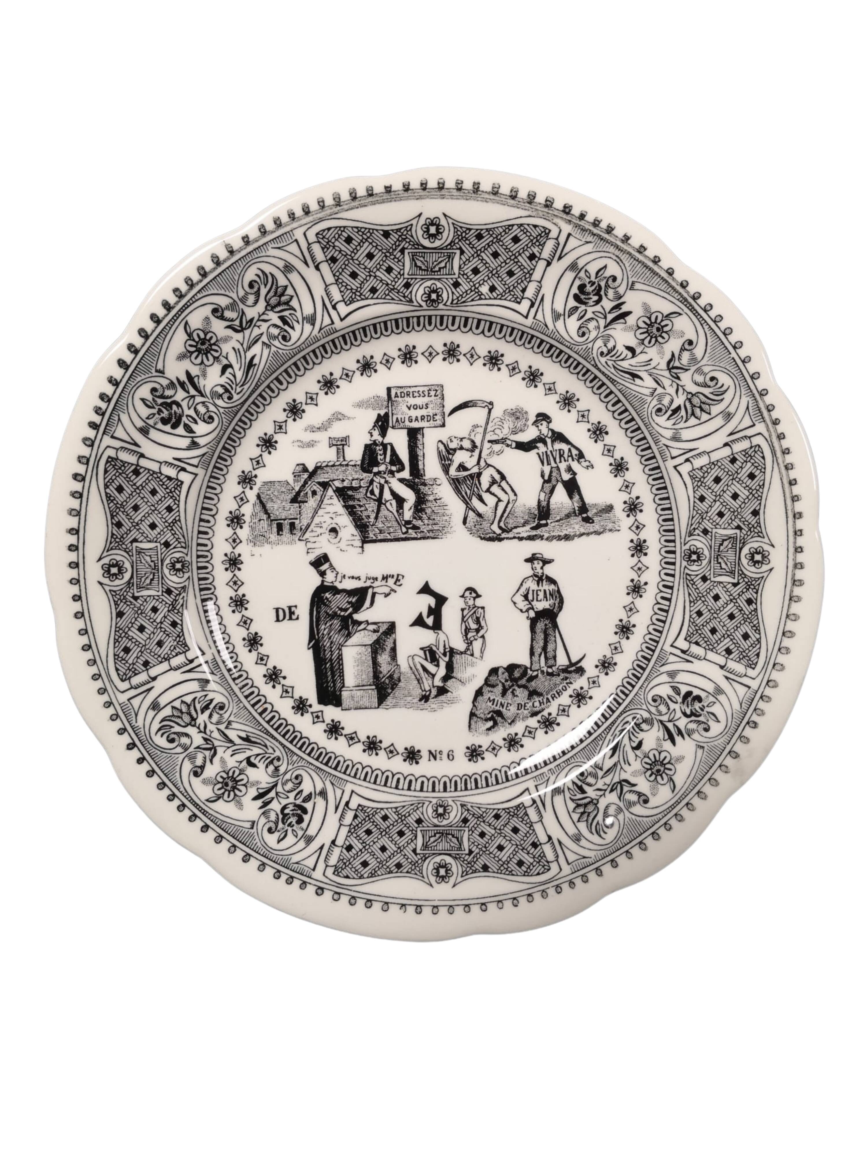 Set of 6 porcelain plates Rébus Gien