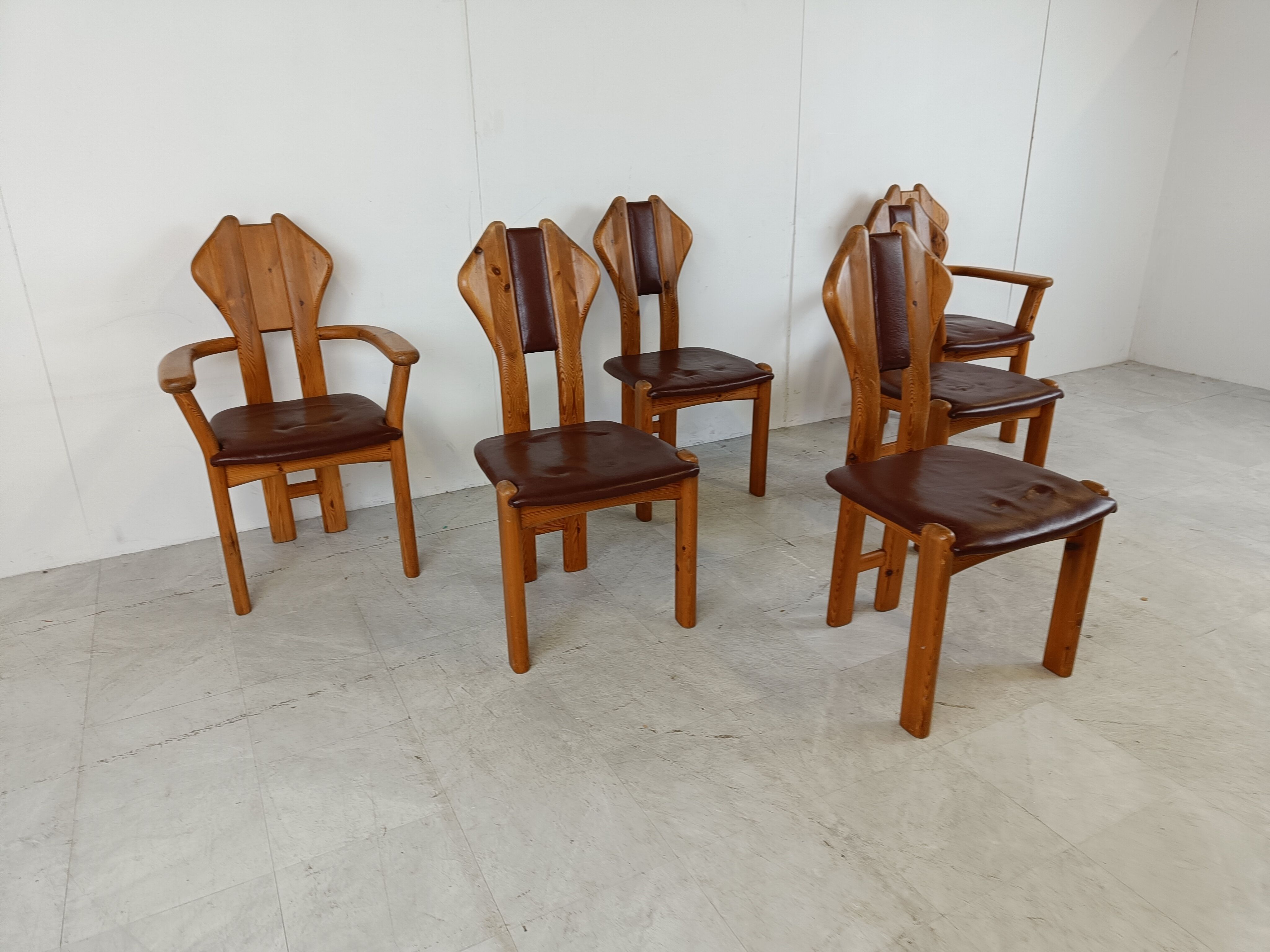 Chaises de salle à manger vintage en bois de pin - années 1970