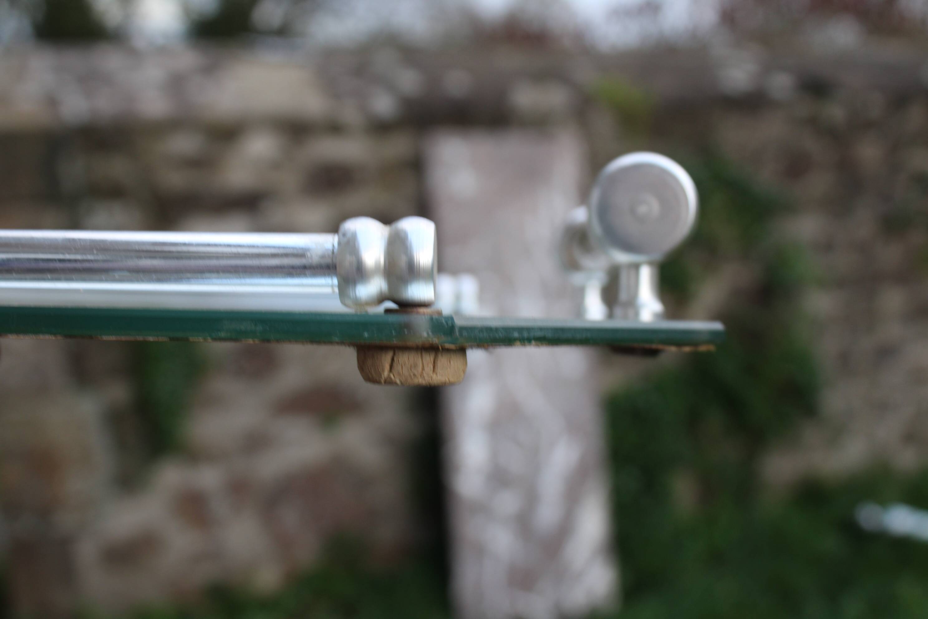 Vintage mirrored tray with glass and metal handles – H5 × W39 × D30 cm