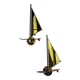 Pair of midcentury brass "sailboats" wall sconces, Italy 1960s