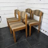 4 vintage self chairs from the 60s with wool seats