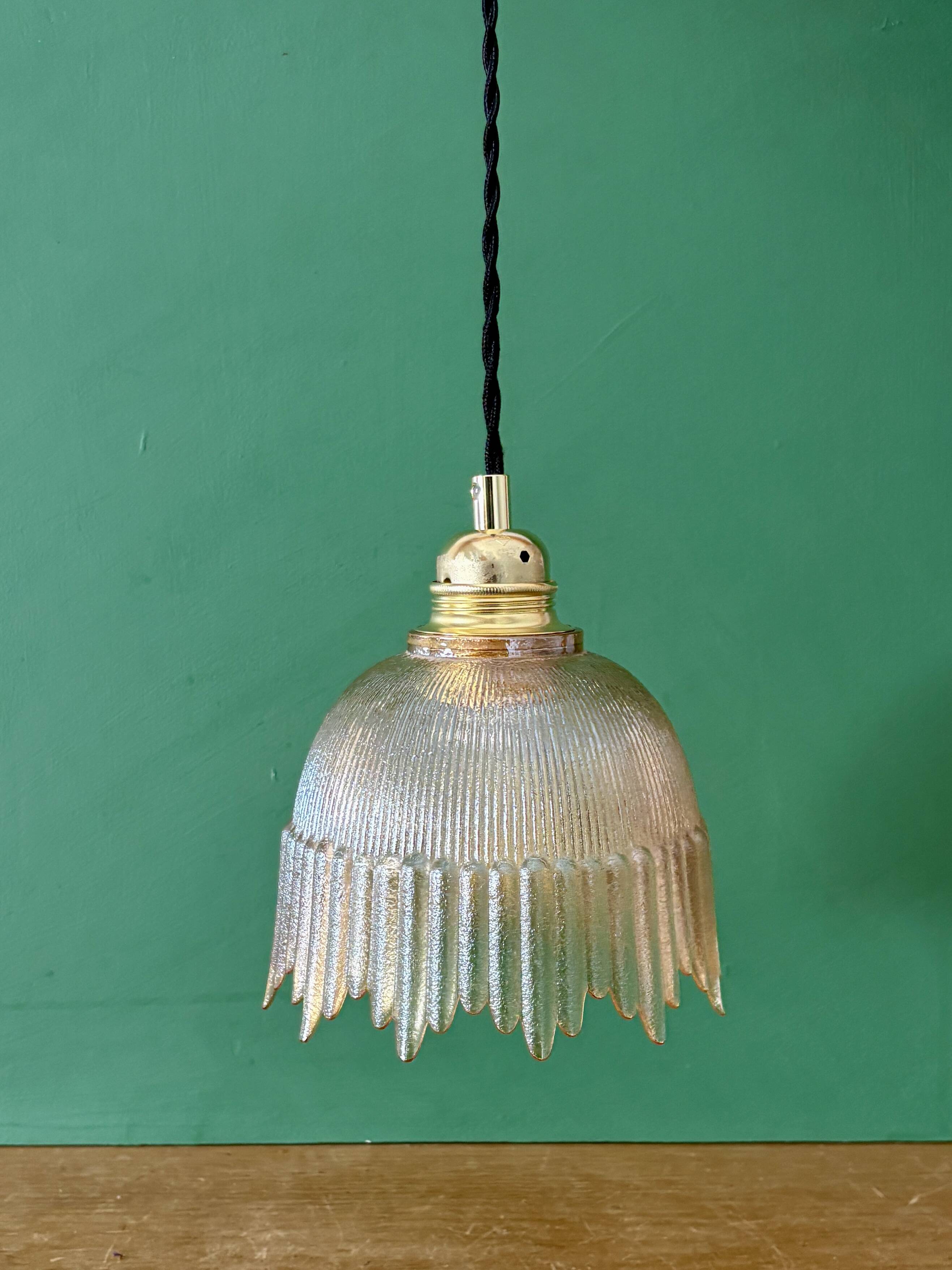 Vintage amber glass tulip pendant light