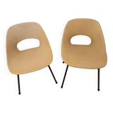 Rare Pair of "Tonneau" Chairs in Aluminium by Pierre Guariche (1954)