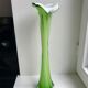 large soliflore vase in opaline and apple green glass Murano style 60s-70s