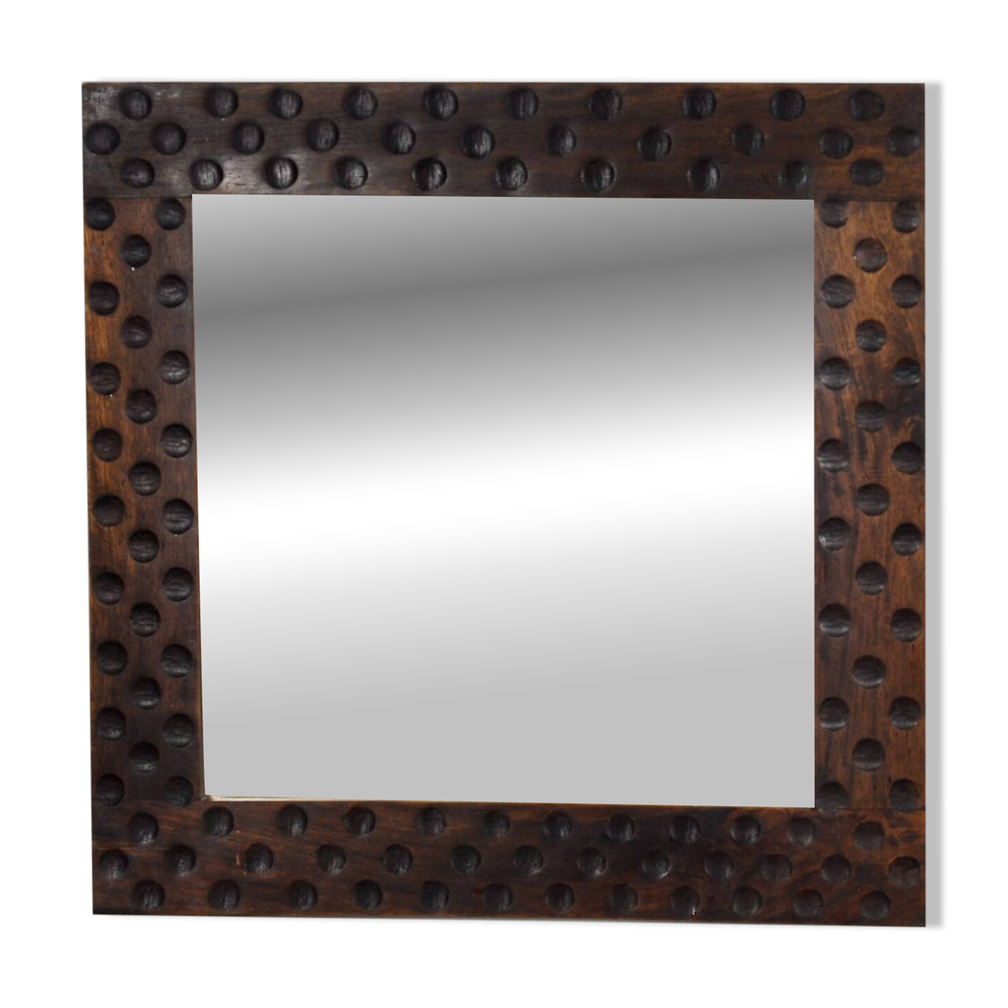 Brutalist oak mirror, 1970s