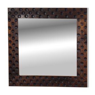 Miroir brutaliste en chêne, années 1970